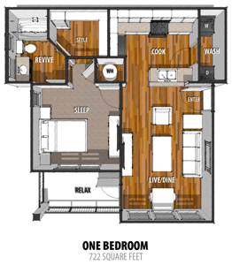 A - One Bedroom / One Bath - 722 Sq.Ft.*